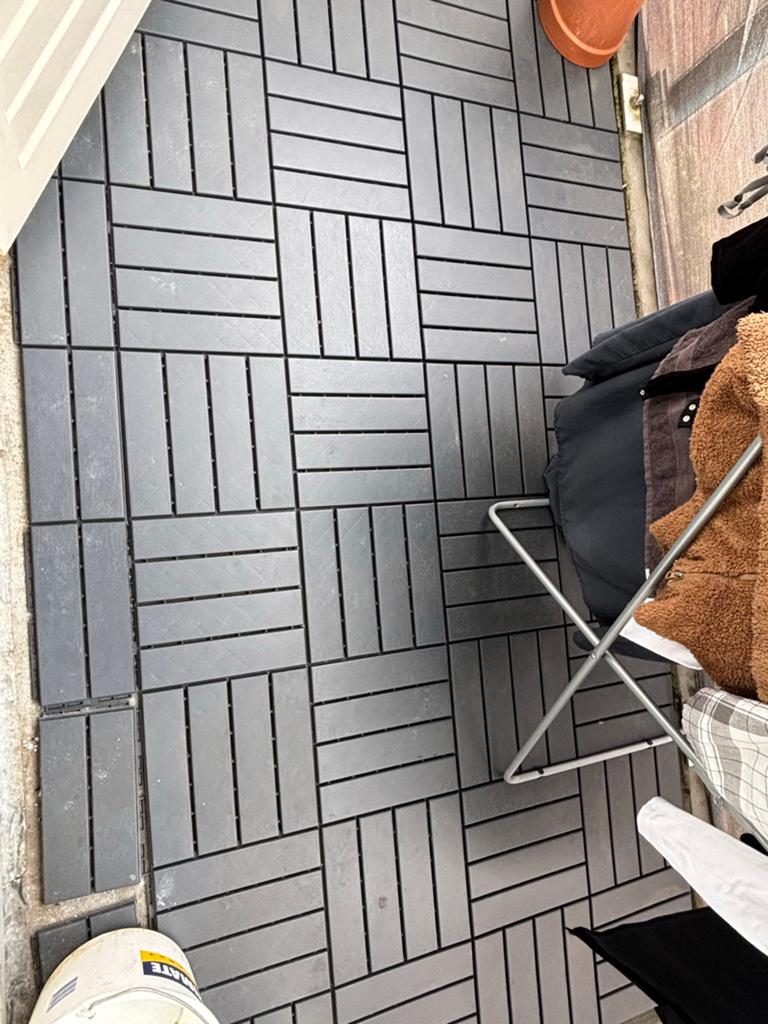Ikea runnen vlonder tegels - 36 hele en 9 halve, Ophalen, Gebruikt, Kunststof