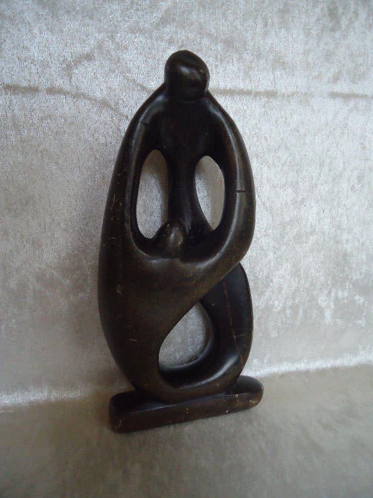 Sculptuur van serpetine steen ** Two lovers ** - M. Chamba, Groep mensen, Minder dan 20 cm, Natuurlijk materiaal, Handgemaakt