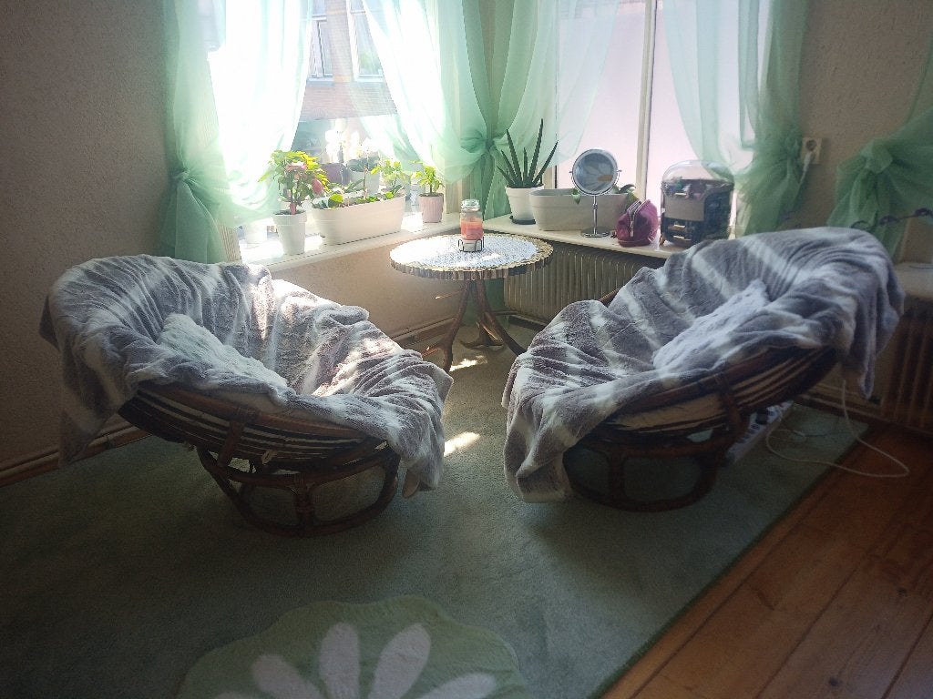 2 Papasan stoelen inclusief kussens – €100, Huis en Inrichting, Ophalen, Gebruikt, Bruin, Twee
