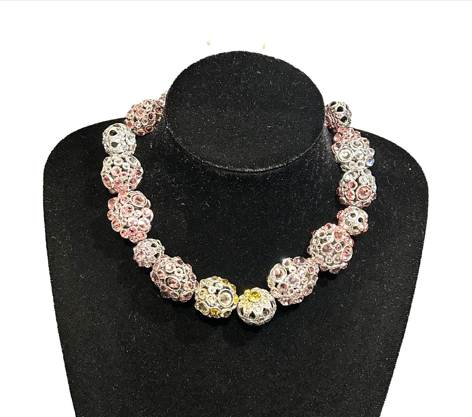 Otazu ketting met roze en gele kristallen, Met kristal, Overige materialen, Gebruikt, Verzenden