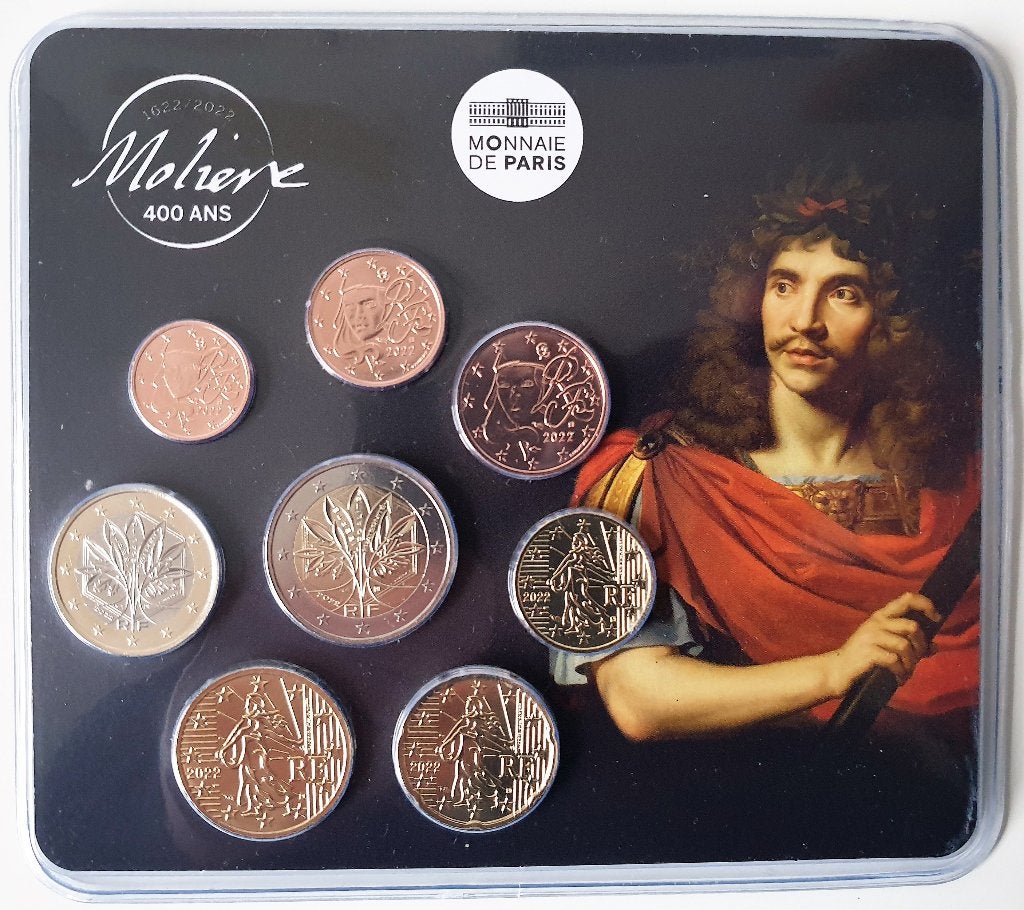 Frankrijk Mini BUset Moliere 2022 (met de nieuwe euromunten), Ophalen of Verzenden, Frankrijk, 2 euro, Setje