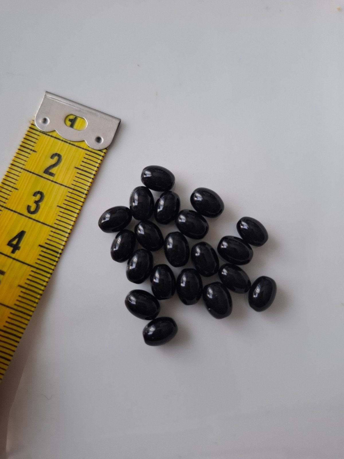 20 stuks 6/7 mm glaskralen zwart ovaal kralen, Kraal, -, -, Nieuw