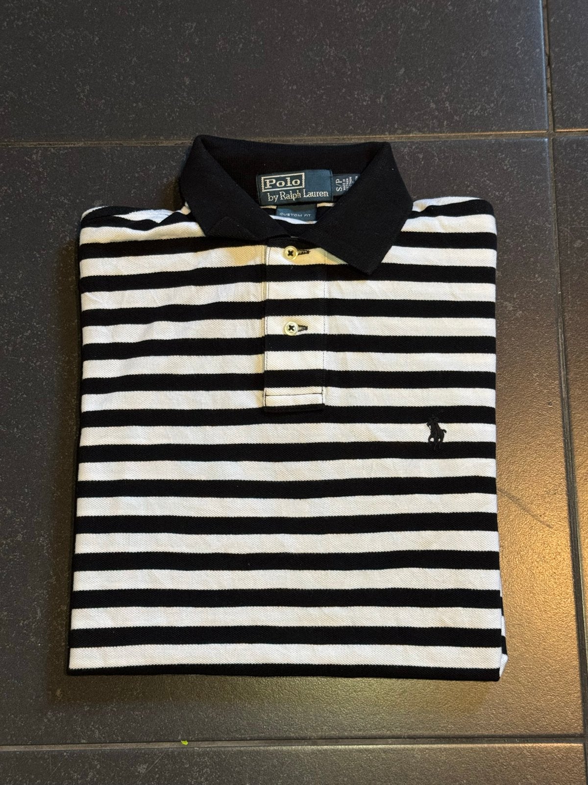 Polo Ralph Lauren gestreepte polo - Zwart/Wit - Maat S, Ophalen of Verzenden, Gedragen, Maat 46 (S) of kleiner, Zwart