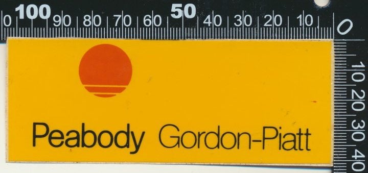 Sticker: Peabody - Gordon Piatt, Verzamelen, Stickers, Zo goed als nieuw, Bedrijf of Vereniging, Ophalen of Verzenden