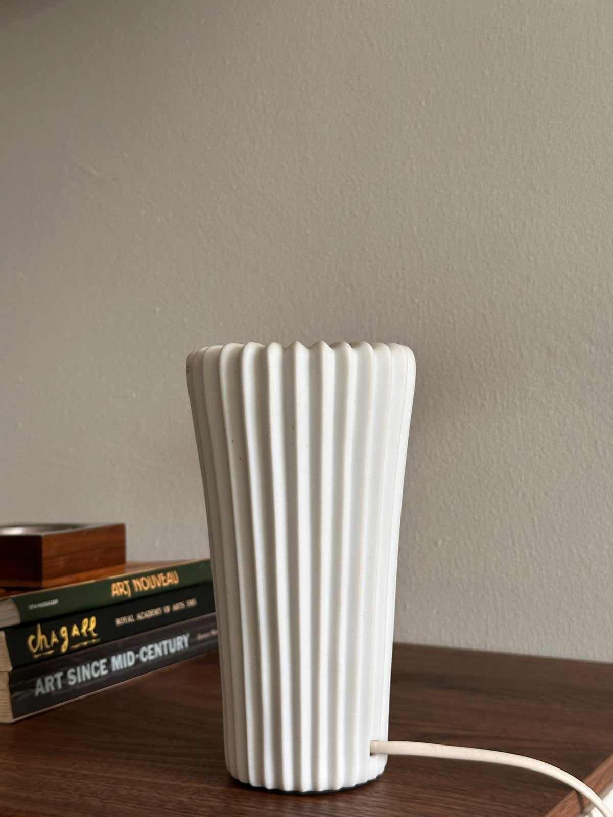 Vintage Ikea Bista Tafellamp Wit Geribbeld E14 - 20cm, Gebruikt, Vintage, E14 (klein), Wit