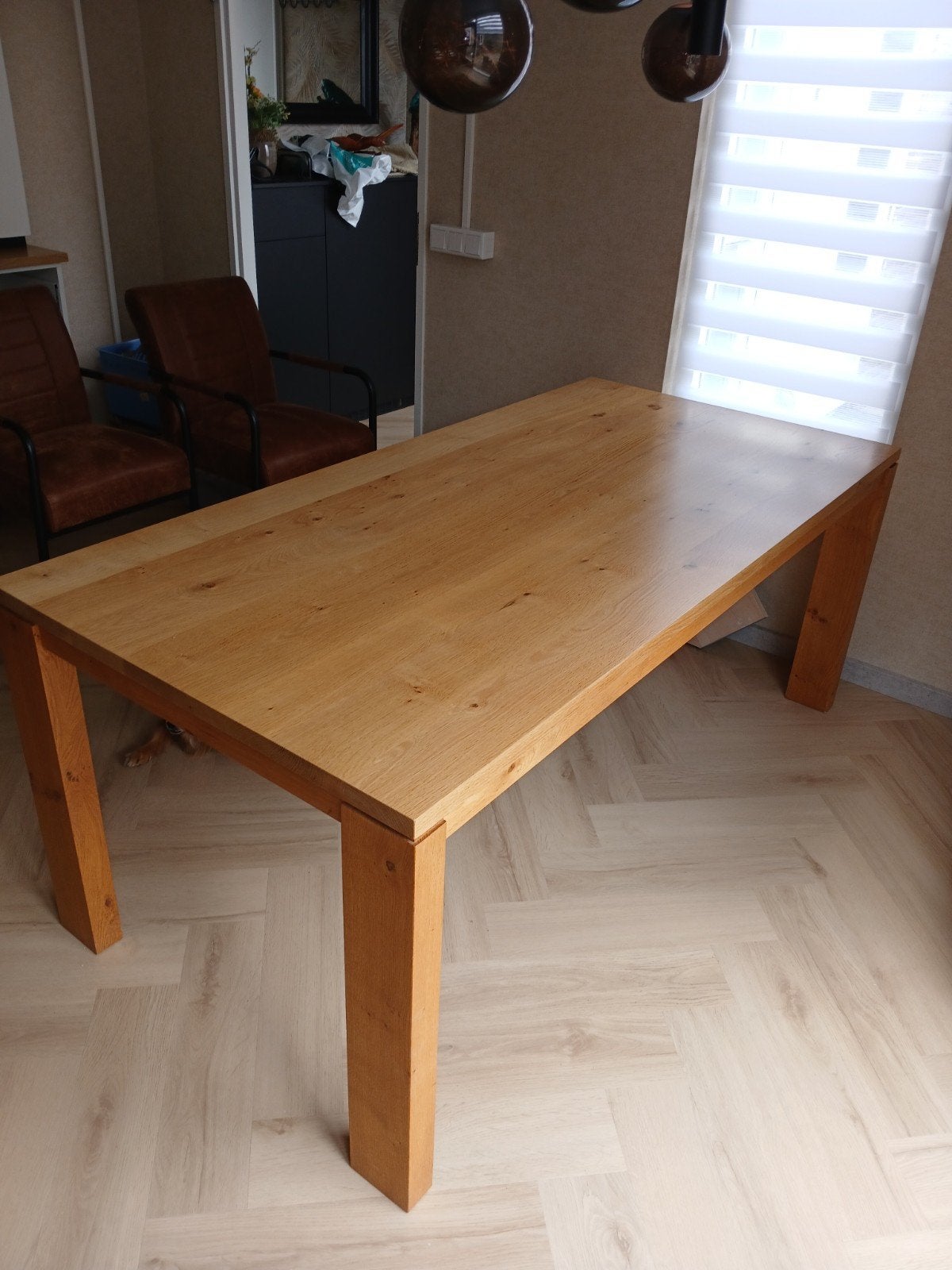 Robuuste Eiken Eettafel - Perfect voor Gezellige Diners, Ophalen, Modern, Robuust, Eikenhout, 50 tot 100 cm