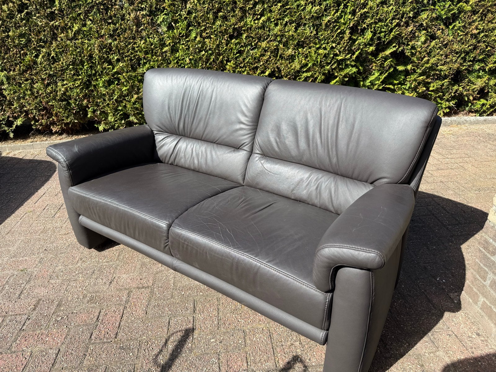 Leren 2-zits bankstel, Huis en Inrichting, Ophalen, Gebruikt, 150 tot 200 cm, Tweepersoons