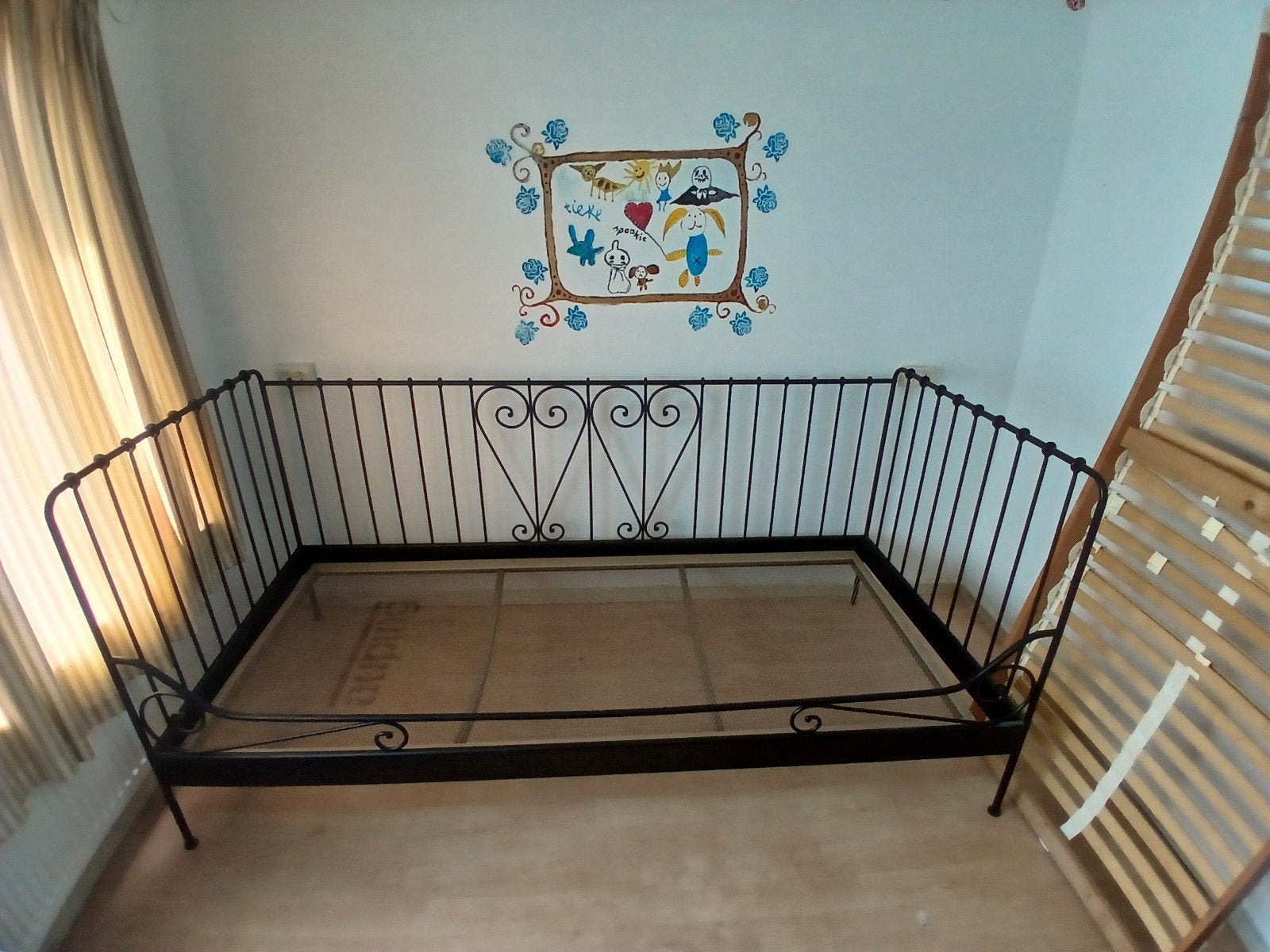 Eenpersoonsbed met matras, extra matras en lattenbodem, Huis en Inrichting, Ophalen, 90 cm, Eenpersoons, Wit