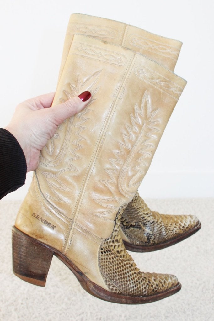 Prachtige Vintage Leren Sendra Laarzen -s26 (Maat 35) € 95,-, Overige kleuren, Ophalen of Verzenden, Zo goed als nieuw, Hoge laarzen