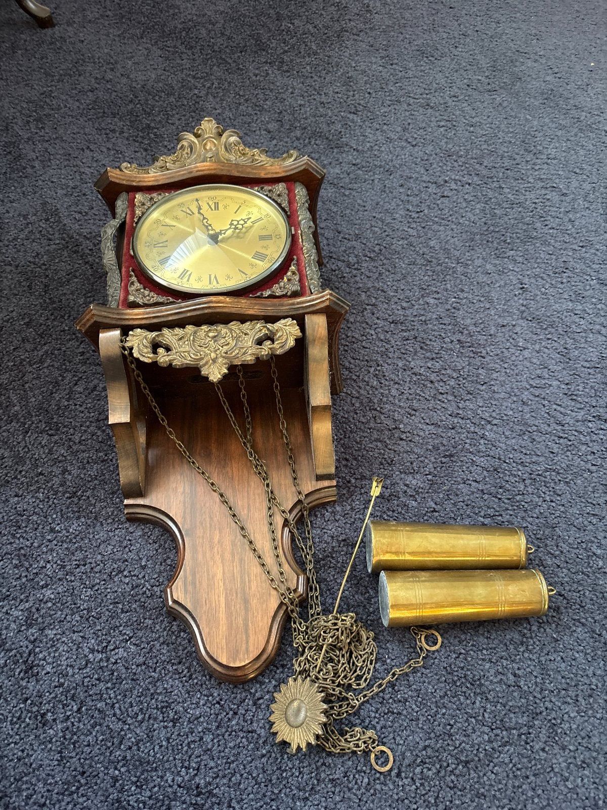 Antieke Wandklok met Gouden Wijzerplaat, Ophalen of Verzenden
