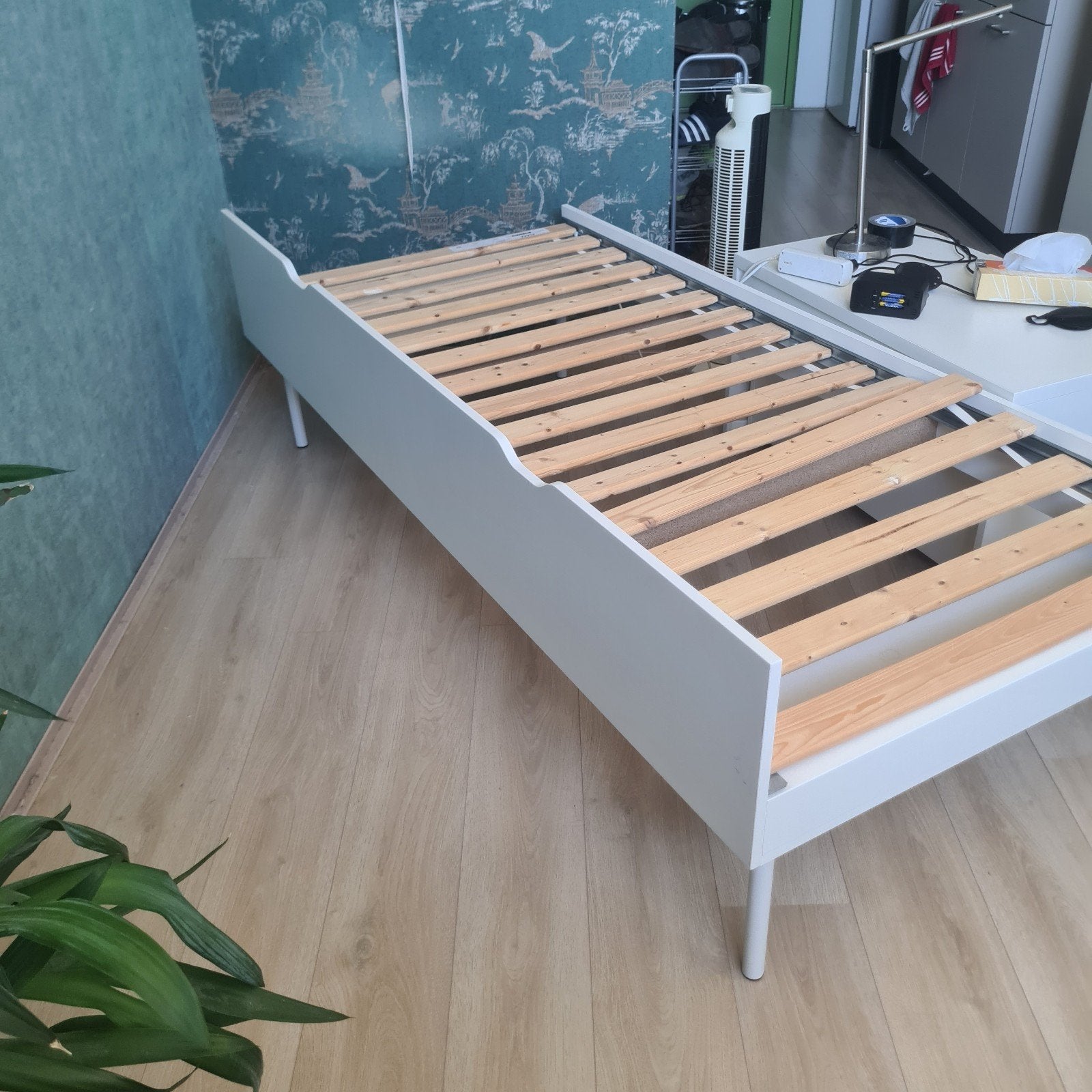 bed 90x200 (Flaxa Släkt), Ophalen, 90 cm, Eenpersoons, Wit