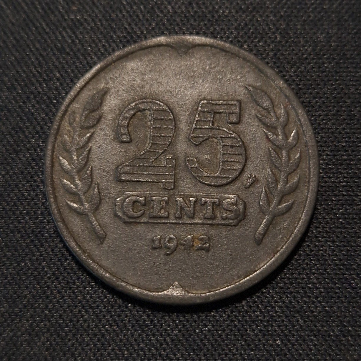 25 cent 1942 zink, Postzegels en Munten, Verzenden, Koningin Wilhelmina, 25 cent, Losse munt