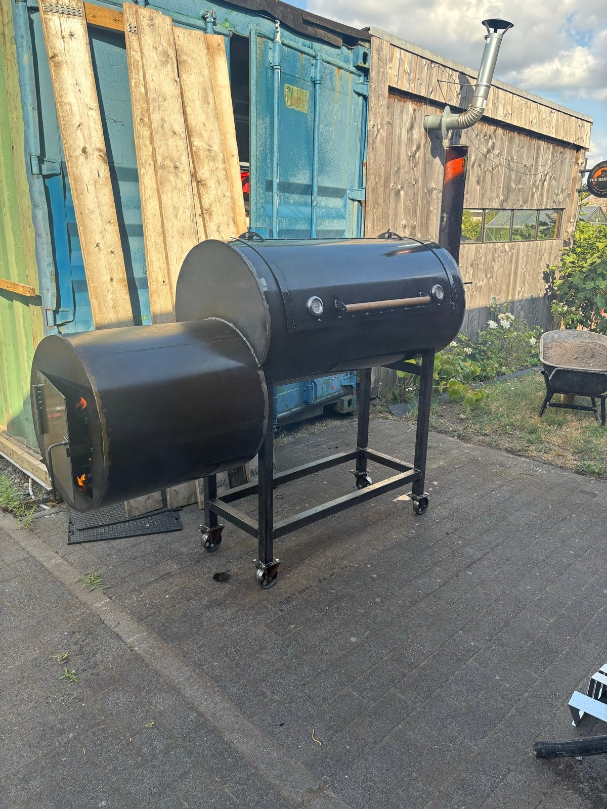 Robuuste Offset Smoker 4mm Staal - 60x100cm Rooster, Ophalen, Zo goed als nieuw