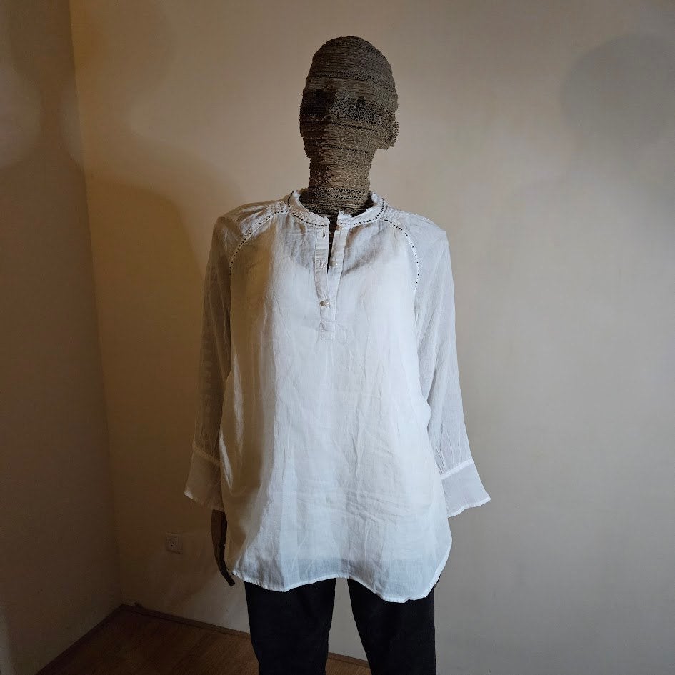 ZGAN witte transparante blouse DiDi mt 36, Kleding | Dames, Wit, Didi, Ophalen of Verzenden, Zo goed als nieuw
