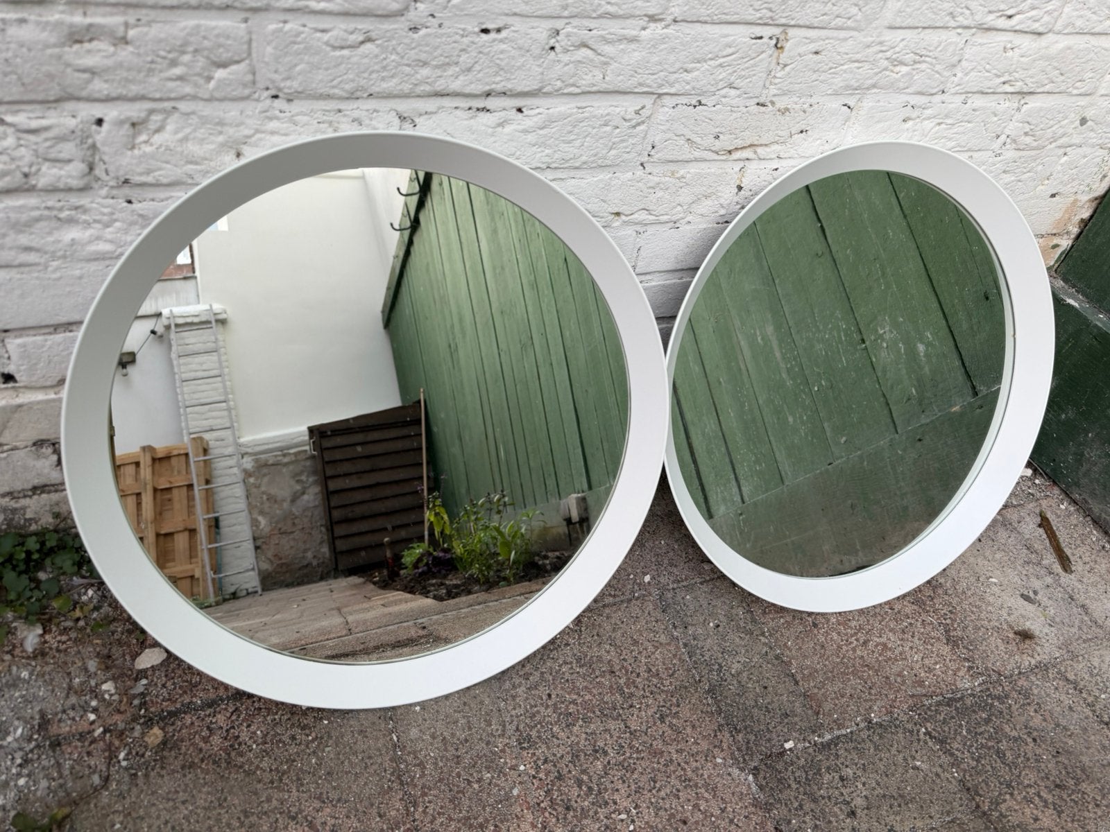 Witte Spiegels, Huis en Inrichting, Woonaccessoires | Spiegels, Ophalen, Minder dan 50 cm, Rond, Zo goed als nieuw