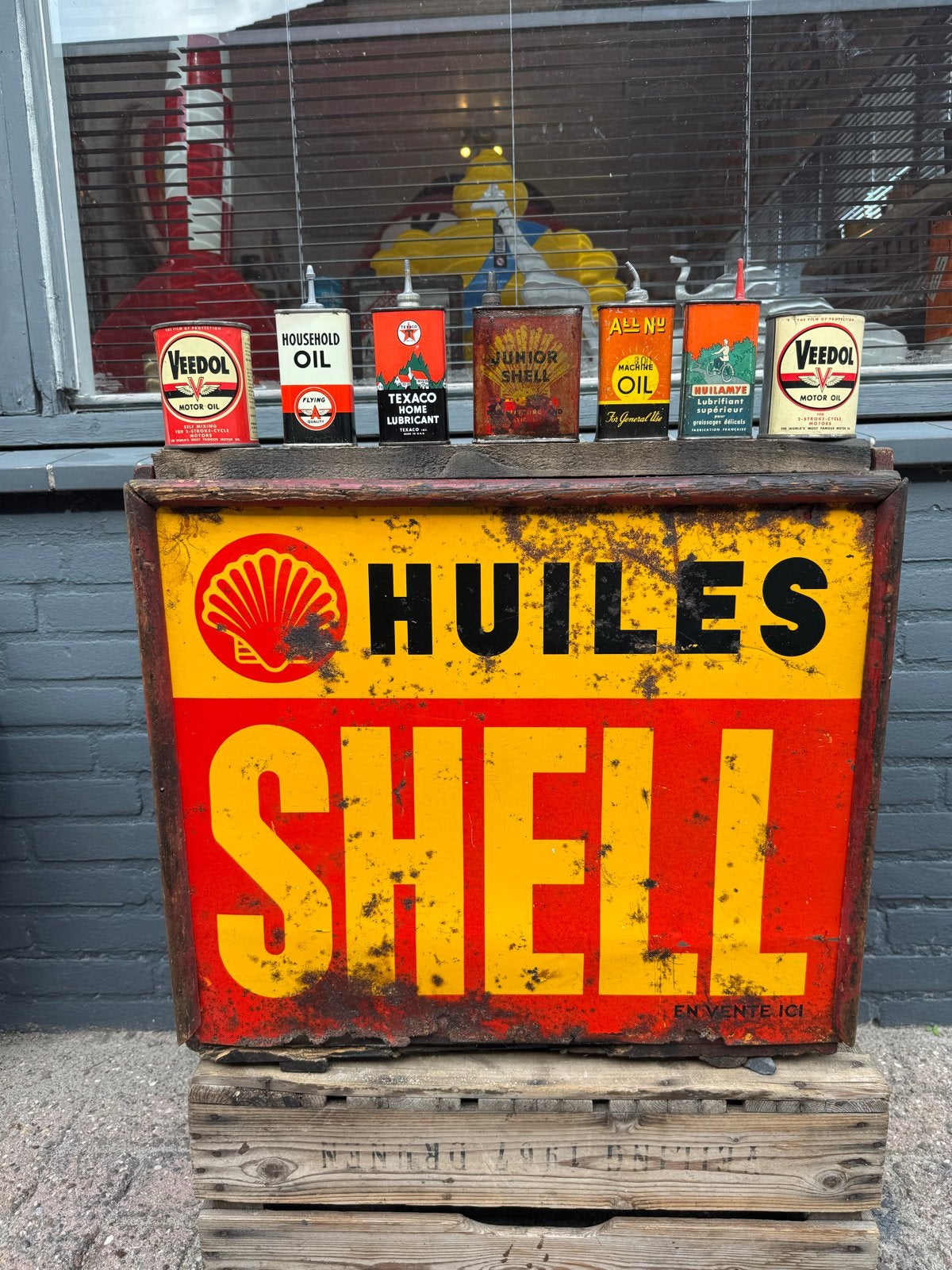 Vintage Shell Oliekist - Authentiek Reclameobject, Reclamebord, Gebruikt, ., Ophalen of Verzenden