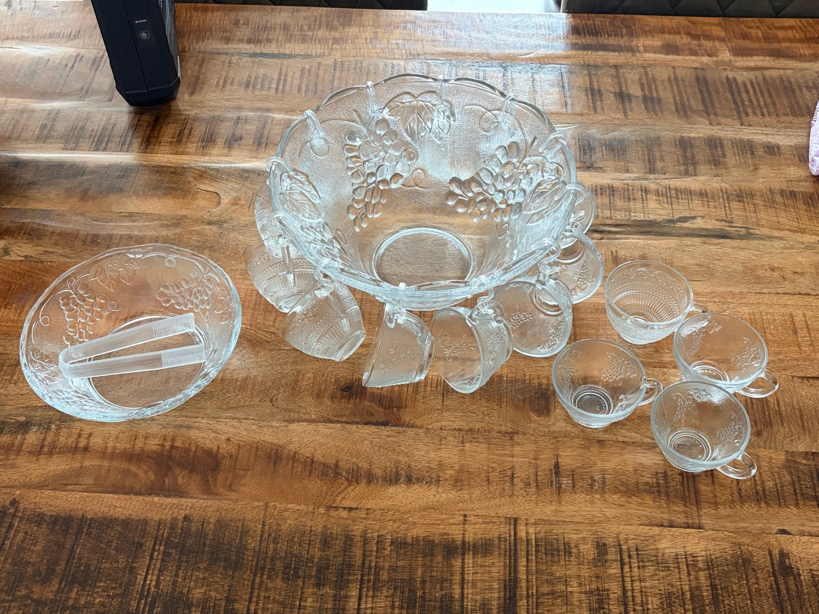 Vintage Glazen Punch Set met Druivenmotief - 12-delig, Ophalen, Overige typen, Vintage, Glas