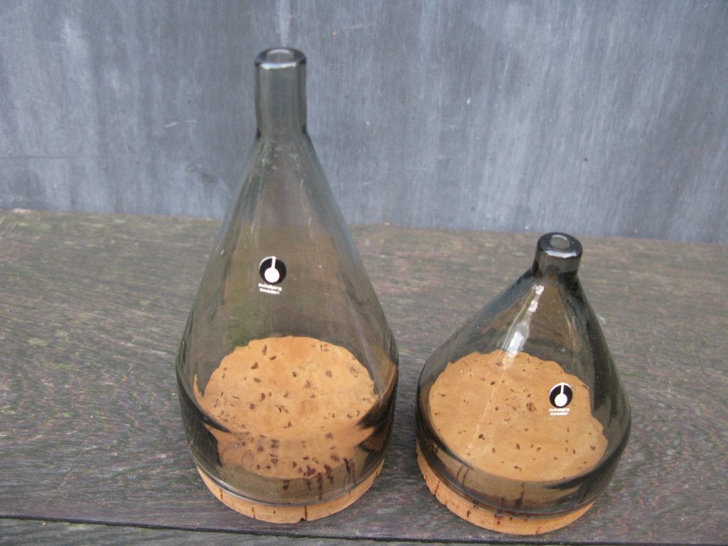 PUKEBERG SWEDEN PEPER & ZOUTSTEL DESIGN '60-'70., Voorraadpot, Ophalen of Verzenden, Zo goed als nieuw, Glas