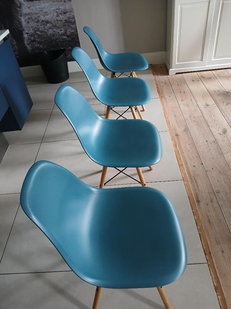 Eetkamerstoelen, Huis en Inrichting, Stoelen, Ophalen, Kunststof, Gebruikt, Blauw