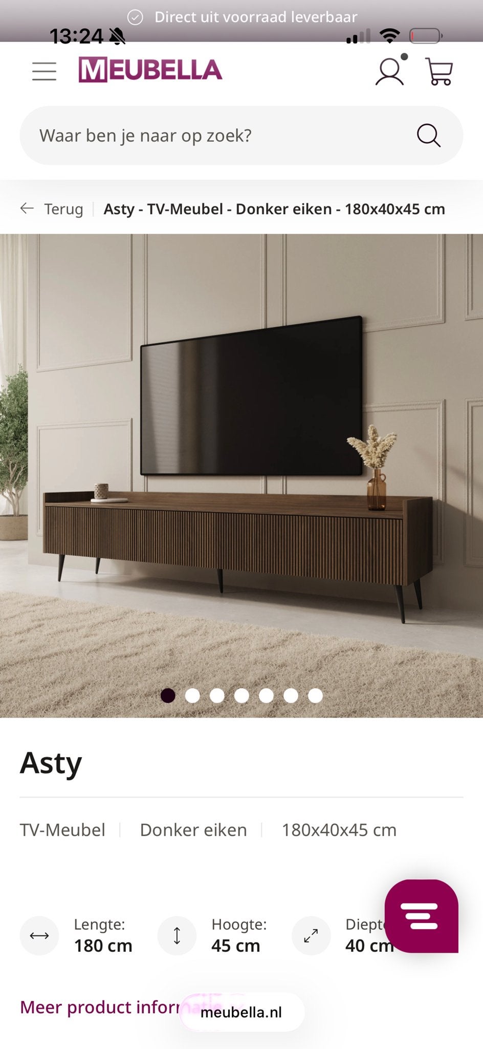 NIEUW TV-Meubel - Donker Eiken - 180x40x45 cm, Ophalen, 150 tot 200 cm, Eikenhout, Nieuw