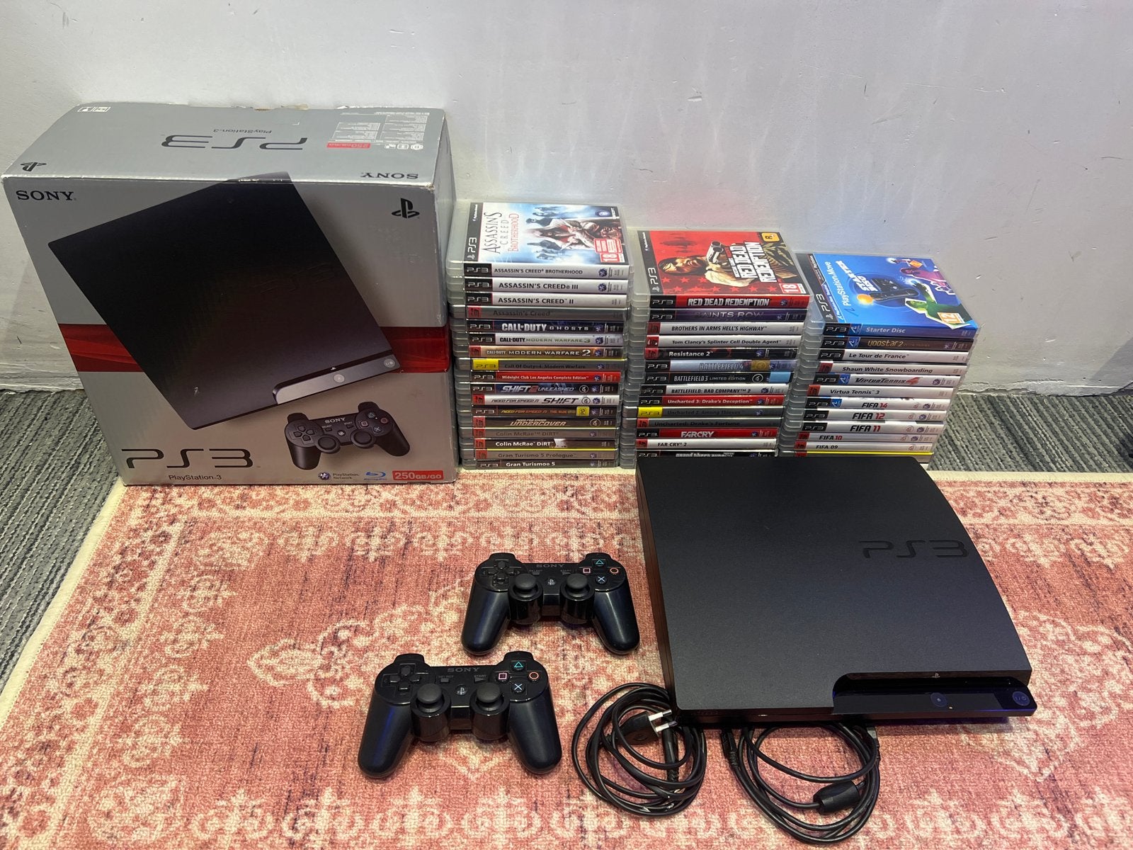 PlayStation 3 (PS3) met 2 controllers en 45 games, Ophalen, Gebruikt, Vanaf 18 jaar, Overige genres