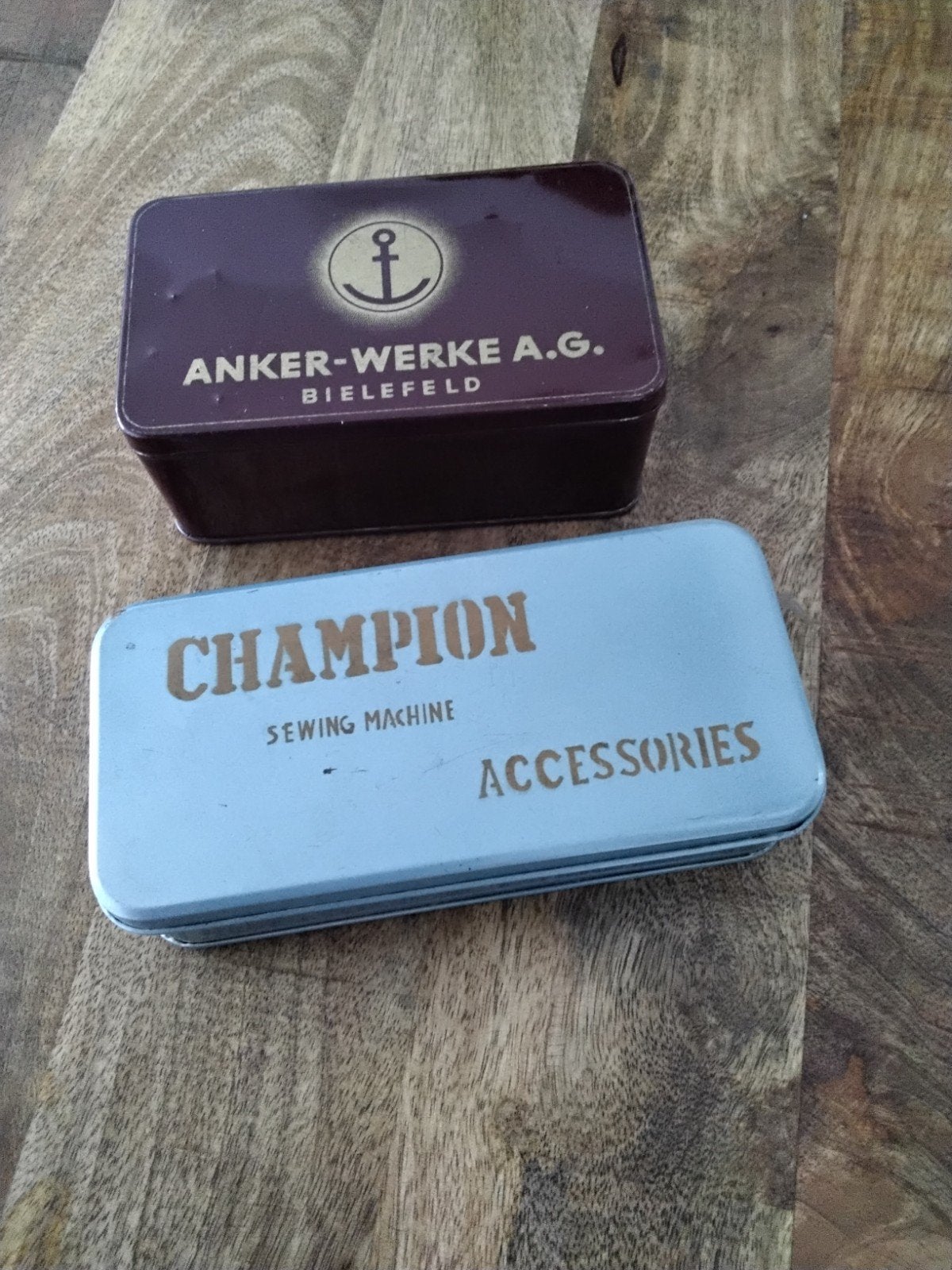 Vintage blikken: Anker-Werke & Champion naaimachine, Ophalen of Verzenden, Gebruikt, Overige, Overige merken