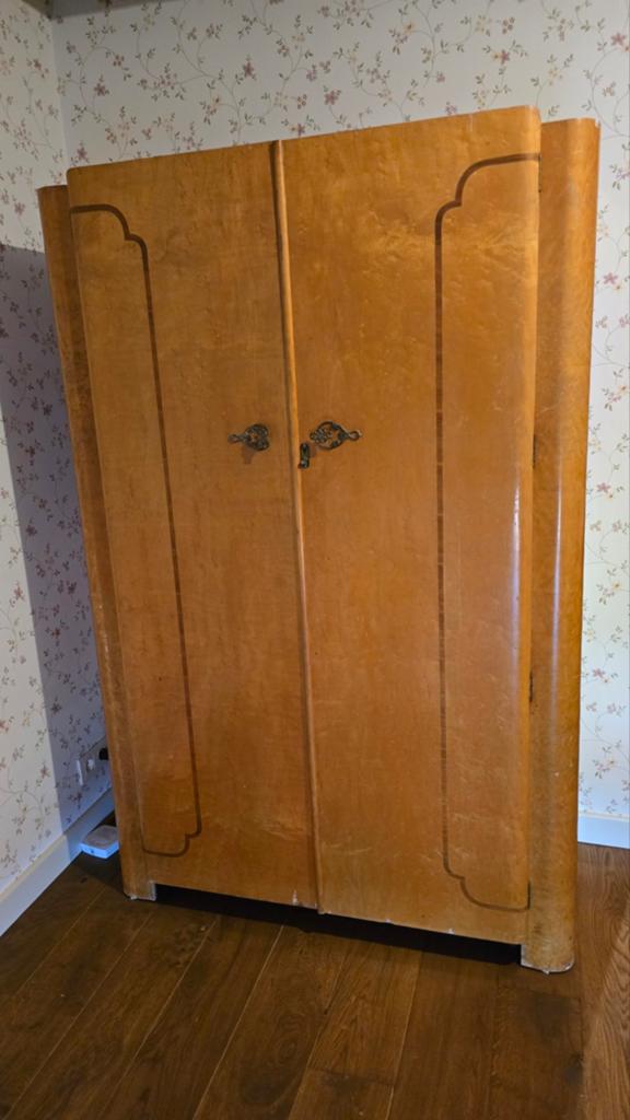 Vintage Kledingkast Art Deco Stijl - 185x122x55 cm, Ophalen