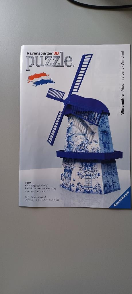 3D puzzel Delftsblauwe molen, Ophalen of Verzenden, Minder dan 500 stukjes, Zo goed als nieuw, Rubik's of 3D-puzzel
