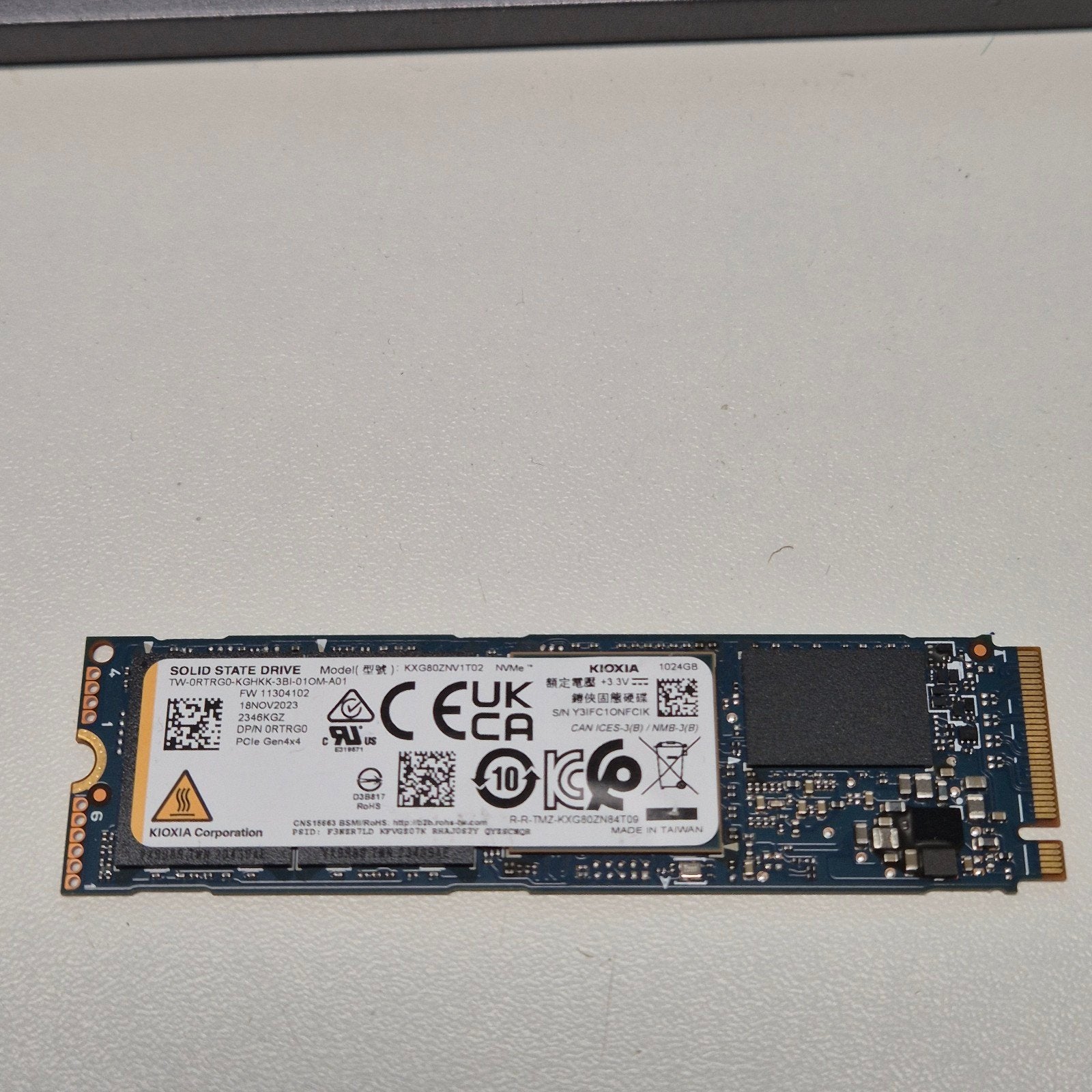 Kioxia KXG8 1TB Nvme SSD 2280 pci-e 4 x4, Computers en Software, Harde schijven, Intern, Gebruikt, KIOXIA, Verzenden