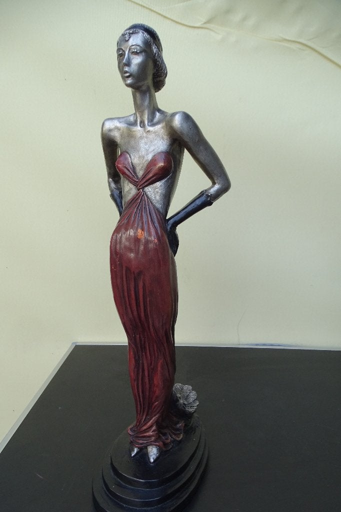 Lady "Night Out" 1986, Art Deco beeld, Antiek en Kunst, Kunst | Beelden en Houtsnijwerken, Ophalen, Beeld, Gemerkt, Metaal
