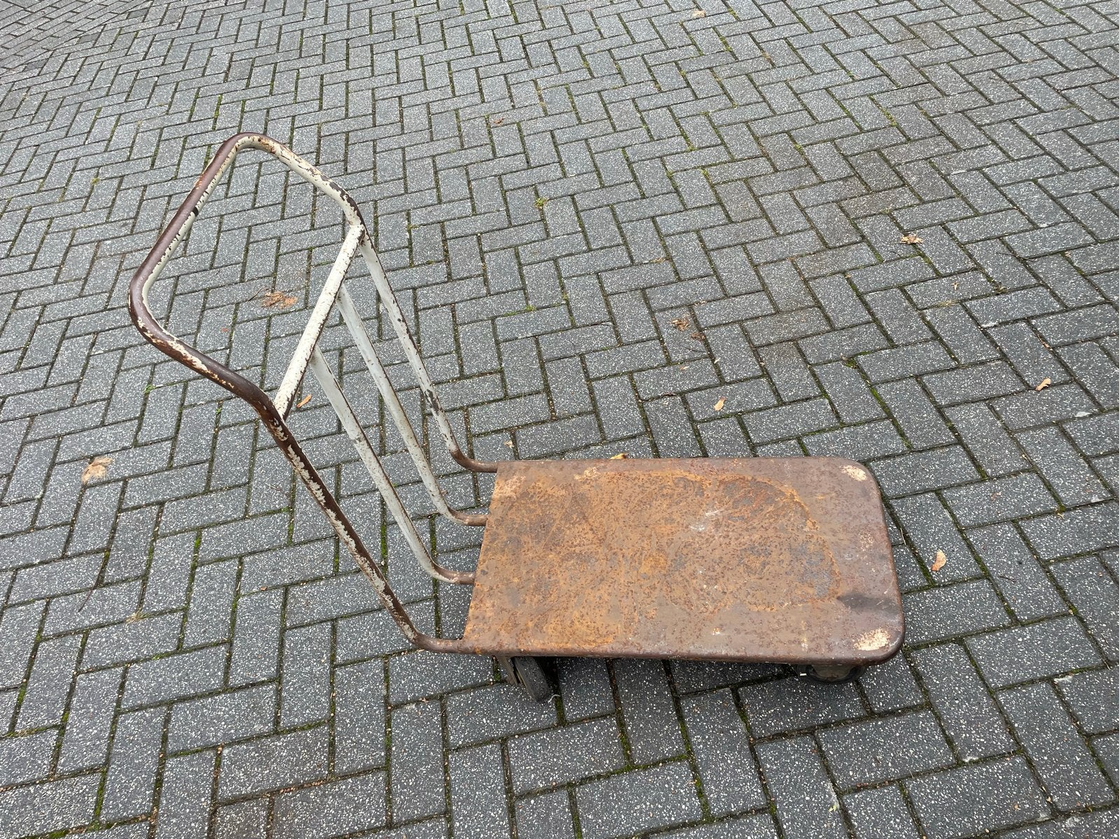 industriële transportkar of plateauwagen met Patine Look, Ophalen, Gebruikt