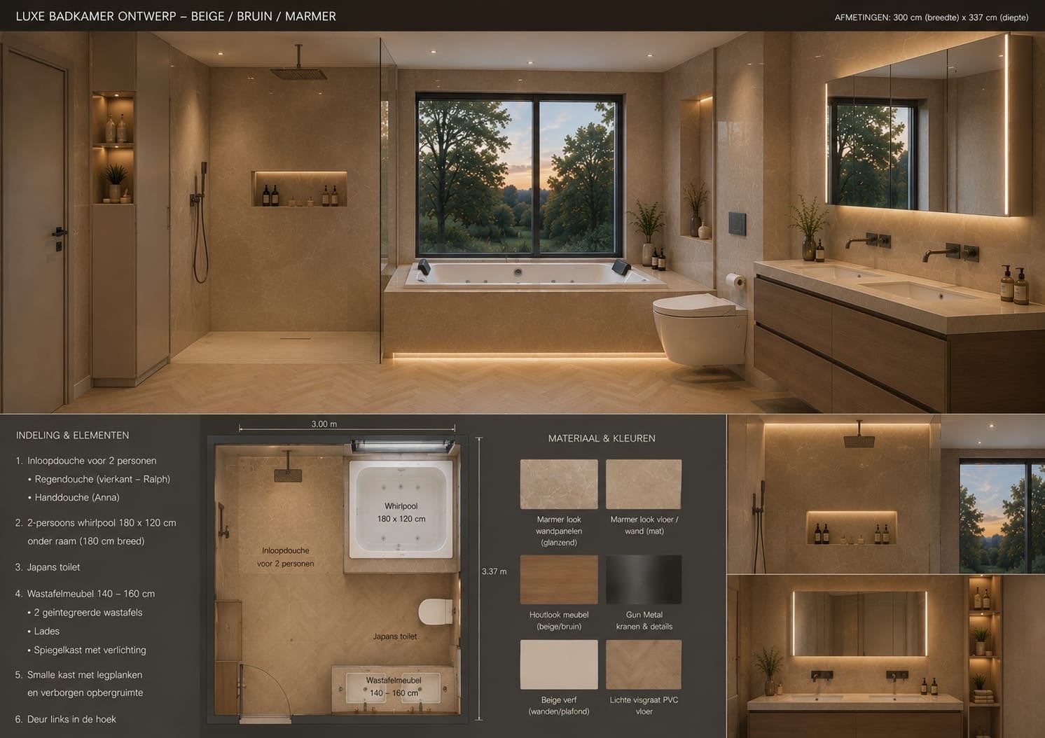 Gezocht : Luxe badkamer met inloopdouche en donker houtwerk, Ophalen, Zo goed als nieuw, Met douche
