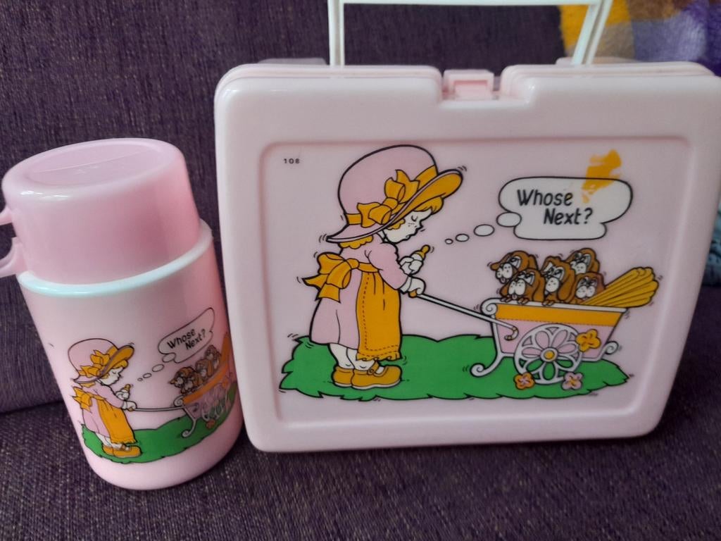 Vintage lunchbox set roze, Ophalen of Verzenden, Overige typen