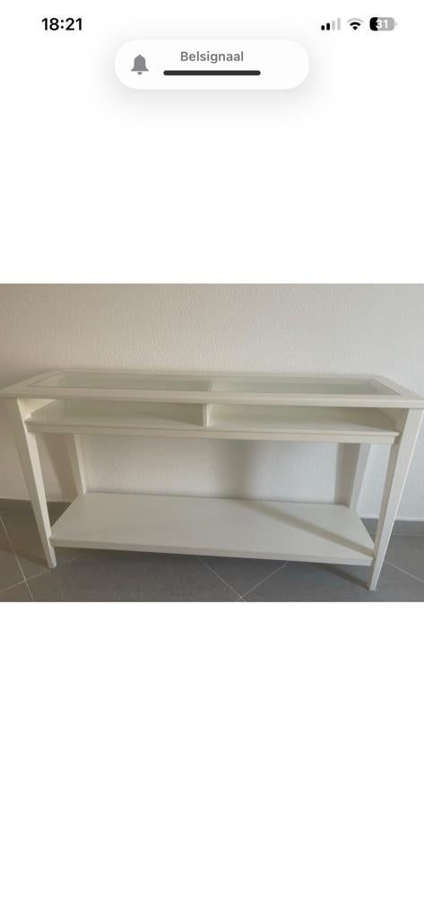 Witte IKEA kast met glazen blad, Ophalen, Gebruikt