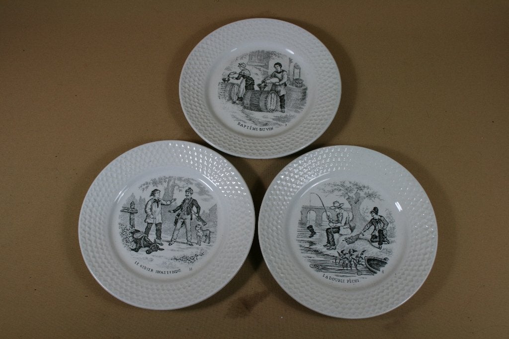 3 antiek Franse bordjes, Ophalen of Verzenden