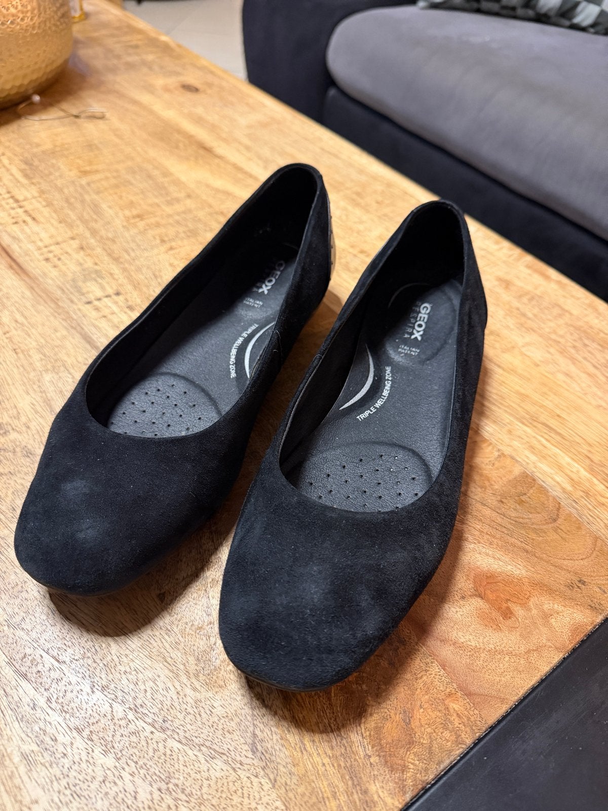 Geox Respira Zwarte Ballerina's - Maat 39, Ophalen of Verzenden, Gedragen, Zwart, Ballerina's