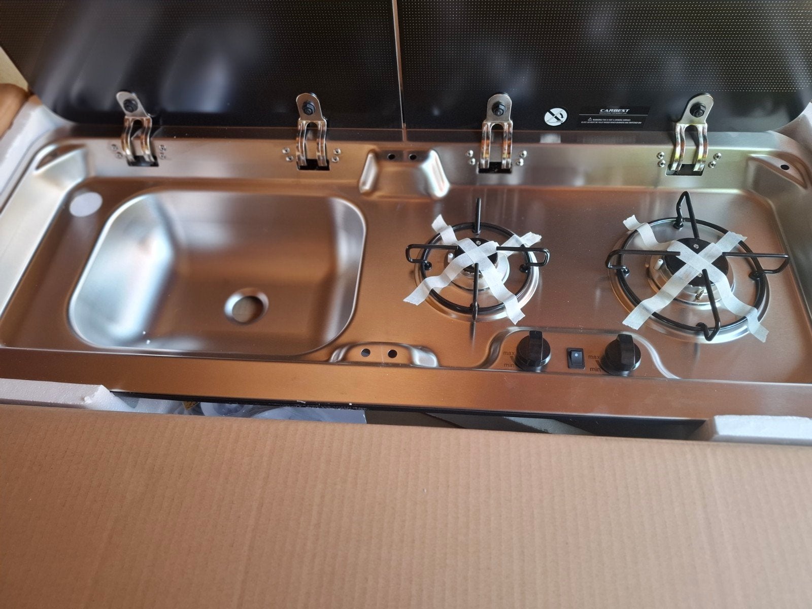 Nieuwe 2-pits kook- en wasbakcombinatie met glazen deksel, Ophalen of Verzenden, Nieuw