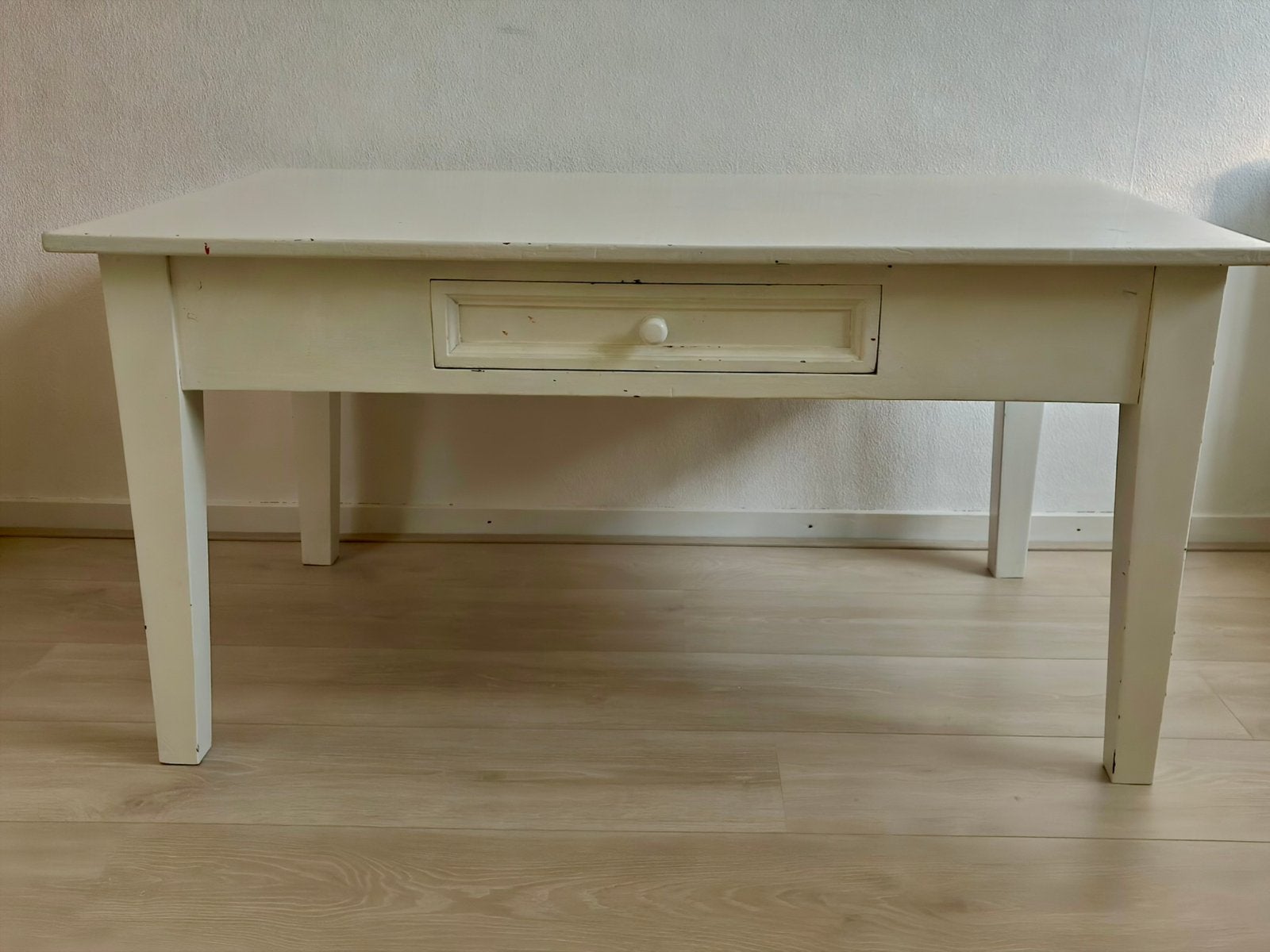 Wit tafeltje met lade - 108x67x55 cm, Ophalen, 50 – 75, Gebruikt, 100 tot 150 cm