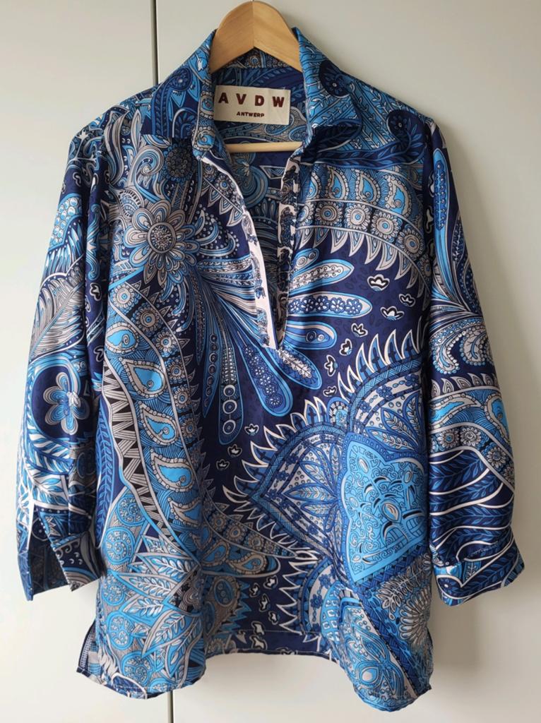 Nieuwe AVDW tuniek in maat 38 van 100% zijden, Maat 38/40 (M), Blauw, Maje Sandro Bash, Nieuw