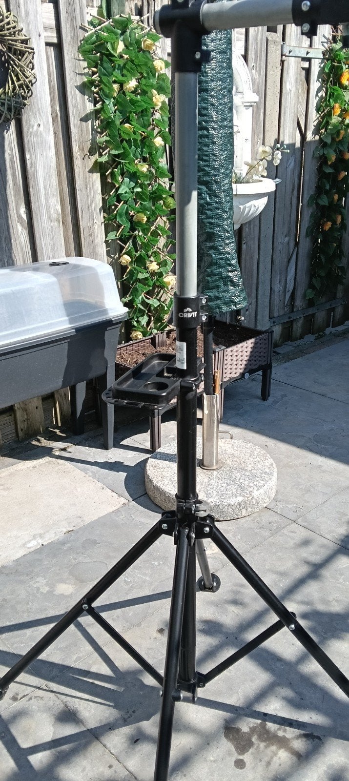 Crivit parasol met standaard en voet, Tuin en Terras, Ophalen of Verzenden, Gebruikt, 2 tot 3 meter, Stokparasol