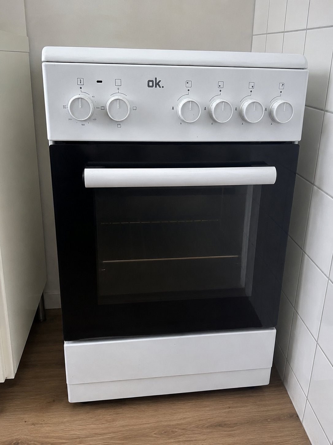 OK. Vrijstaand gas fornuis met oven, Ophalen, Gebruikt, 60 cm of meer, 4 kookzones