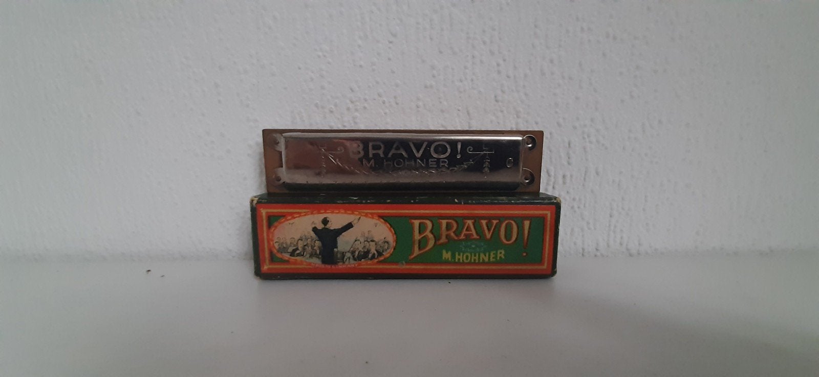 Vintage M. Hohner Bravo! Mondharmonica met doosje, Ophalen of Verzenden, Gebruikt