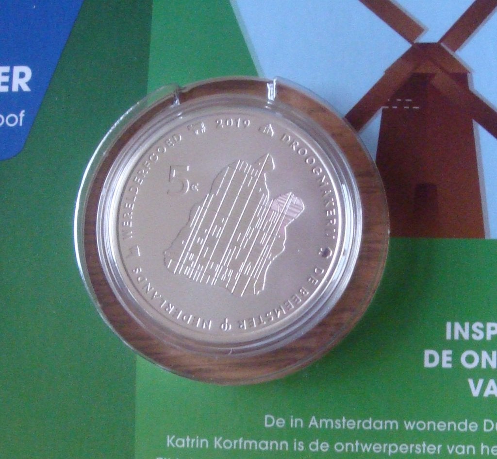 Vijf euro munt vijfje Beemster 2019 zilver proof, Koningin Juliana, Zilver, Euro's, Ophalen of Verzenden