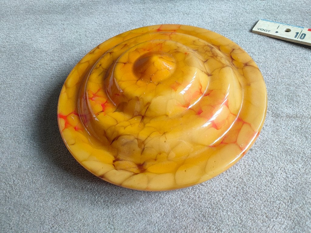 VINTAGE -  Plafonniere  Glas Geflambeerd 1920/25, Ophalen of Verzenden, Gebruikt, Glas, Jugendstijl