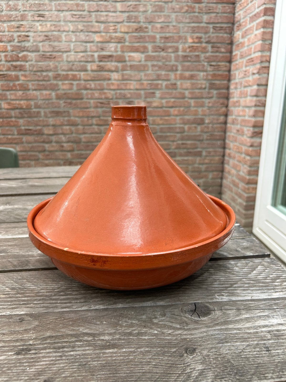 Mooie oranje tajine  Marrokaanse stoofpan, Ophalen of Verzenden, Steen/keramiek, Oranje, Overige typen