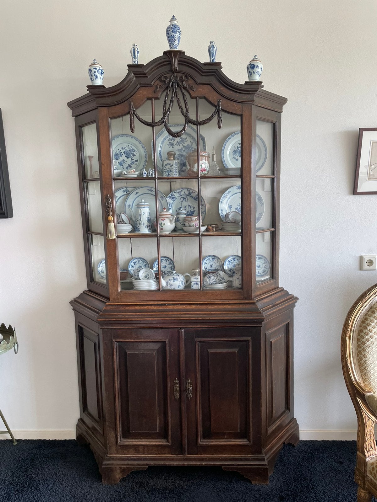 Antieke vitrinekast / buffetkast (zonder inhoud), Antiek en Kunst, Ophalen