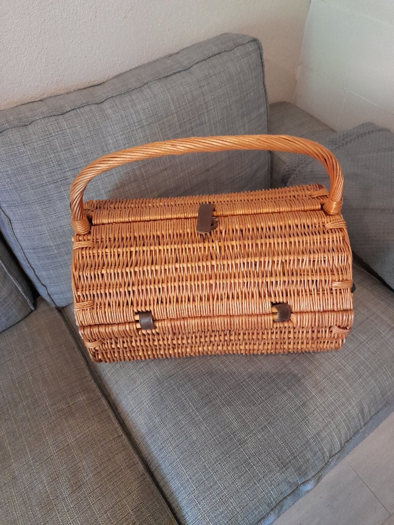 Ronde picknickmand, Ophalen of Verzenden, Zo goed als nieuw, Zonder inhoud