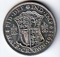 1/2  crown  1931   Engeland. km. 835, Ophalen of Verzenden, Overige landen, Losse munt, Zilver
