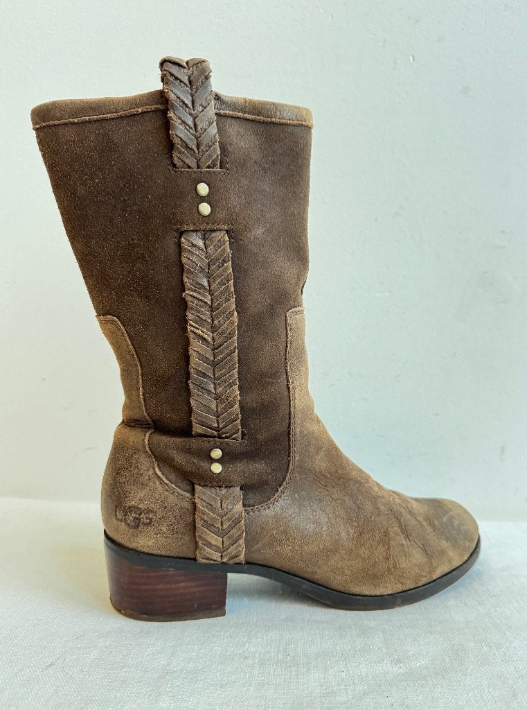 Ugg leren laarzen maat 40, Ophalen of Verzenden, Zo goed als nieuw, Zwart, Hoge laarzen