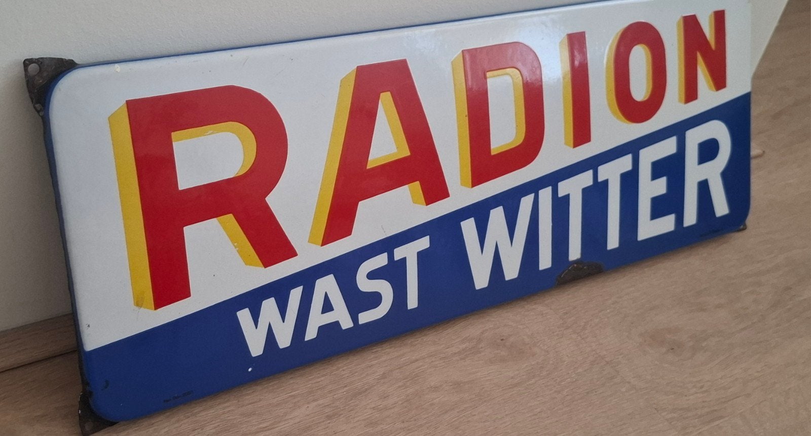Radion Emaille Reclamebord Langcat Bussum, Verzamelen, Merken en Reclamevoorwerpen, Ophalen of Verzenden, Gebruikt, Reclamebord